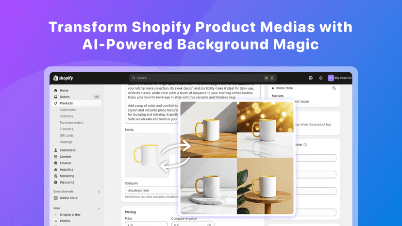 Transform Shopify Product Medias with AI-Powered Background