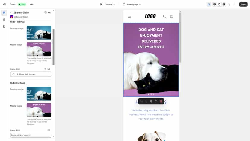 Slide images, insert links, set box layout, Autoplay, Loop Play.