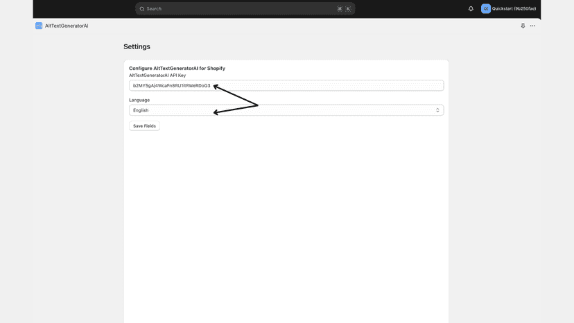 AltTextGeneratorAI settings page
