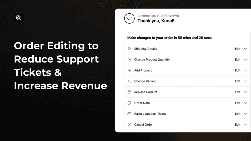Reduce support tickets for editing orders