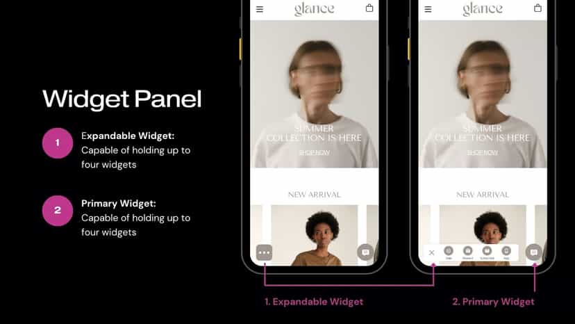 Expandable widget panel holds up to four widgets.