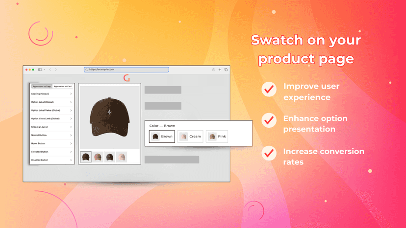 Swatch on your product page