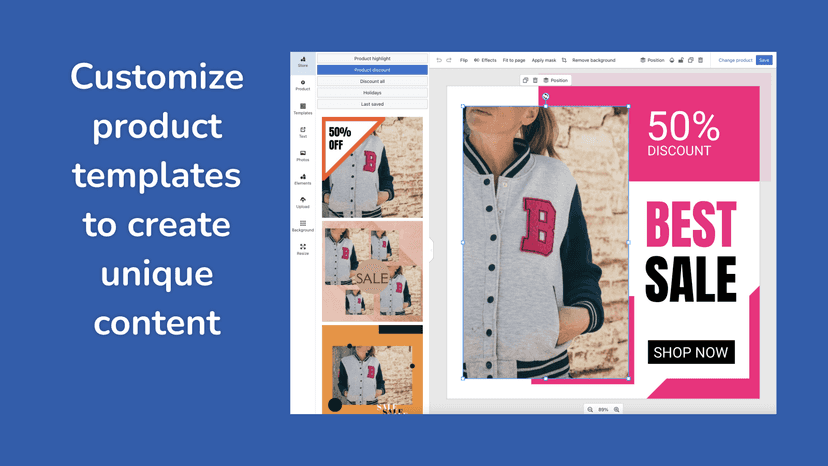 Customize product templates to create unique content