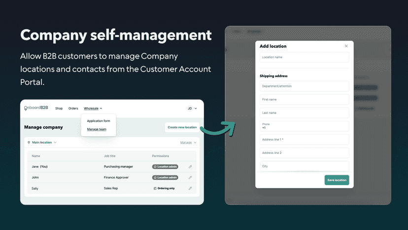 Image of company and location self-management features