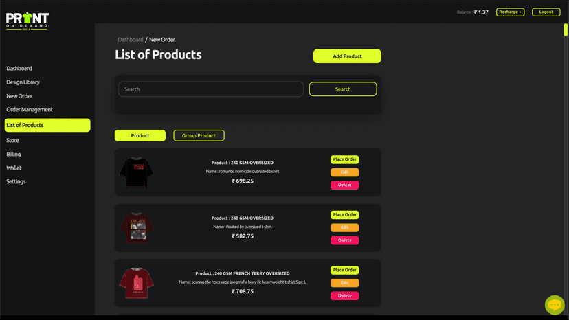 Manage Products