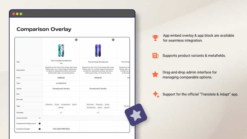Comparison app embed layer