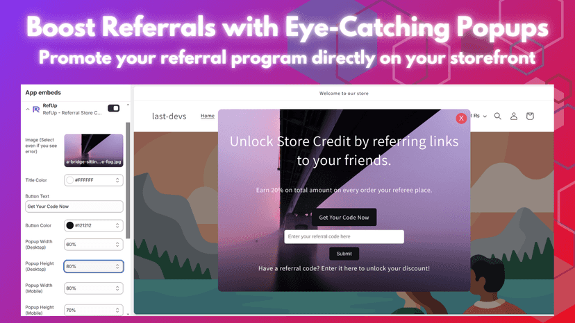 design and edit campaign popup on storefront