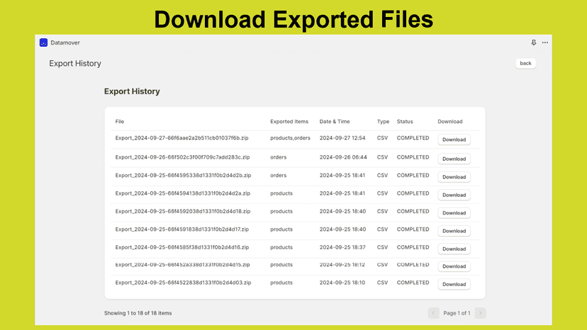 Download Exported Files