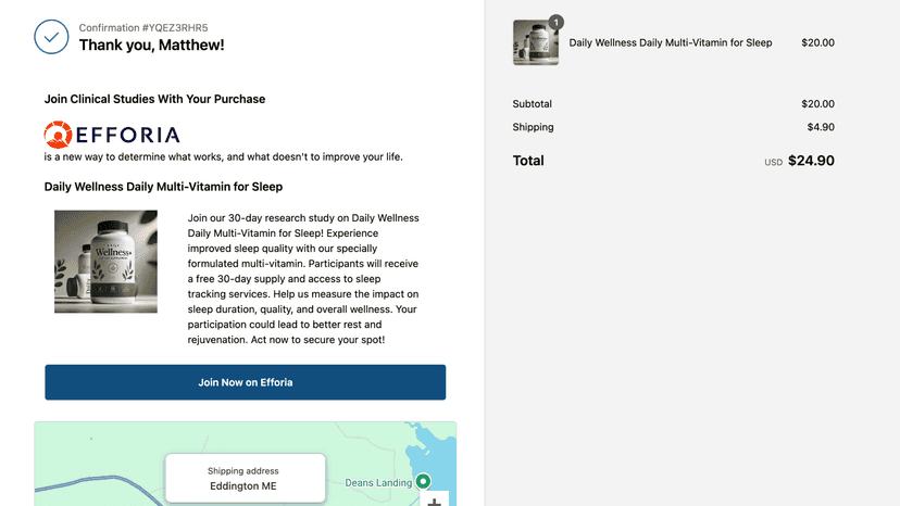 Invite customers to join studies at checkout