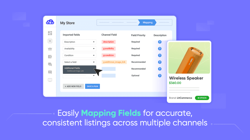 Product feed mapping field