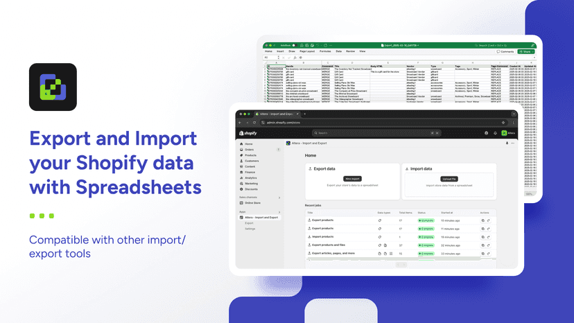 Export and Import your Shopify data with Spreadsheets