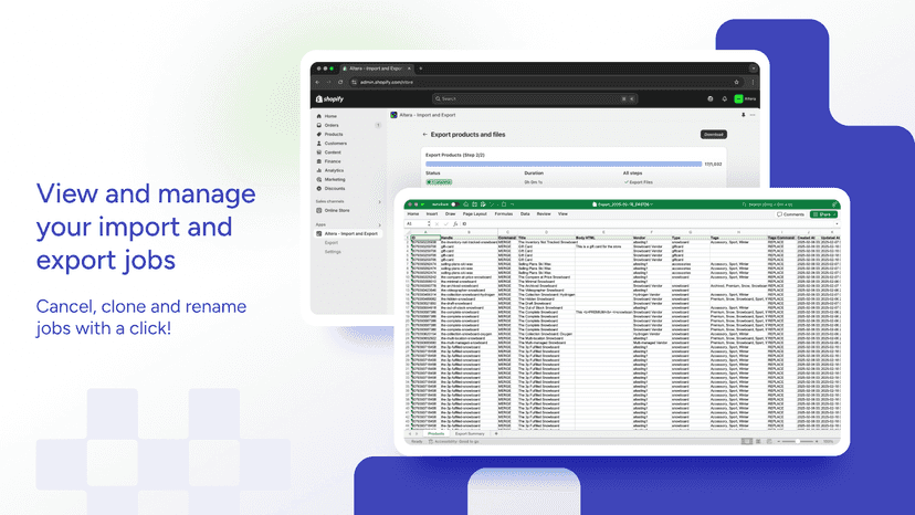 View and manage your import and export jobs