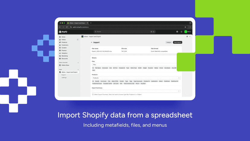 Import Shopify data from a spreadsheet