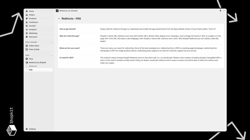 Redirects by Shopkit - FAQ