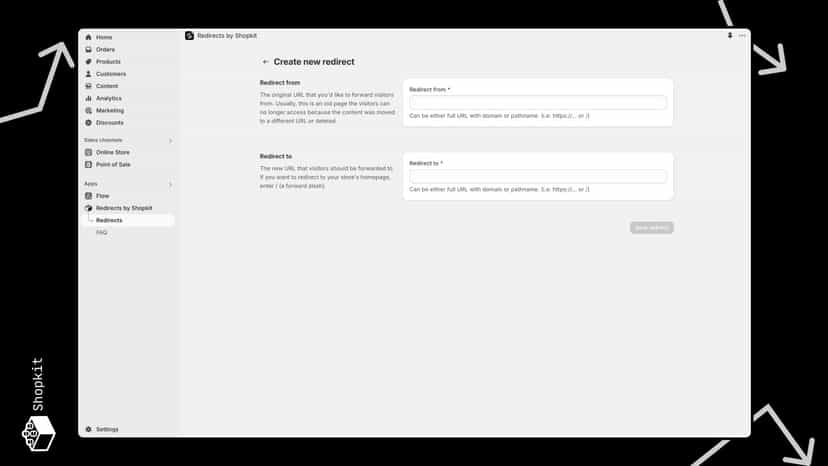 Redirects by Shopkit - Create redirects from any URL