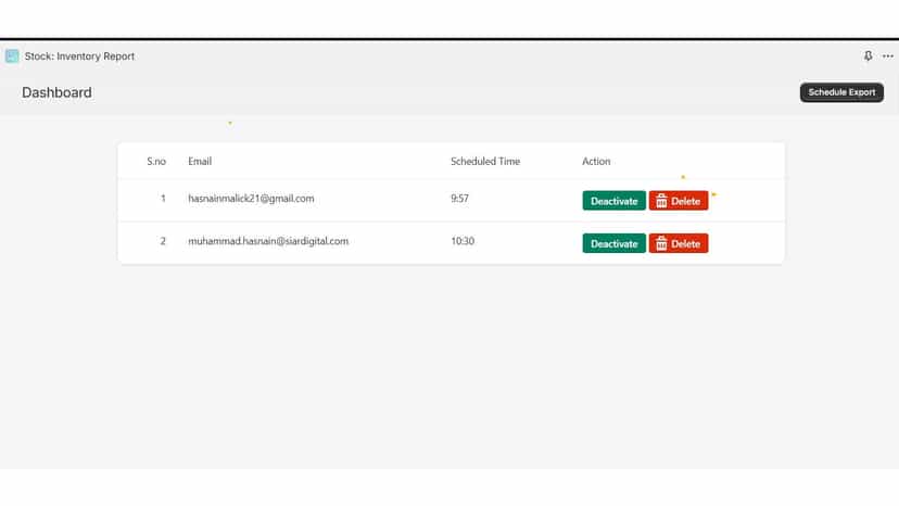 Schedule Dashboard