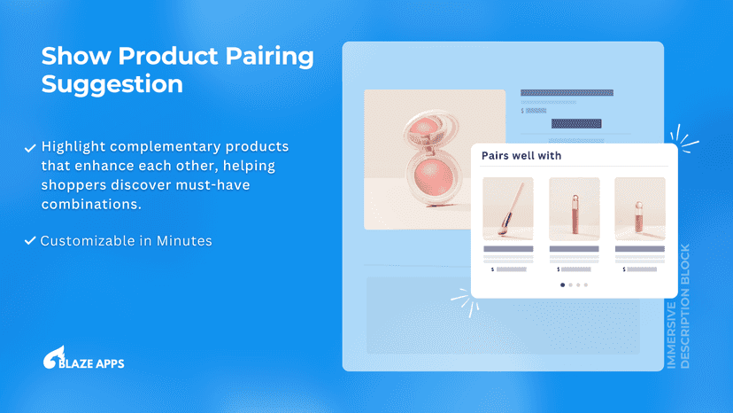 Blaze App Pair well with, Recommended products cross sell upsell