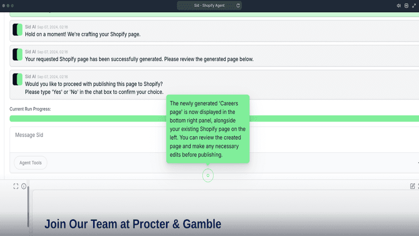 Sample store view generated in the dashboard