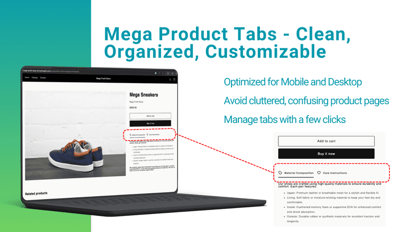 Mega Product Tabs - Optimized for Mobile and Desktop
