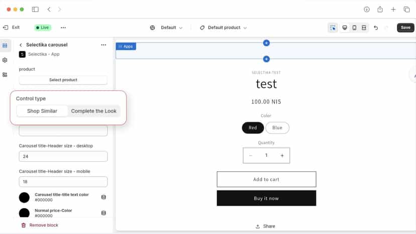 Interface: choose your carousel