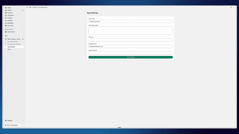 App Settings Page