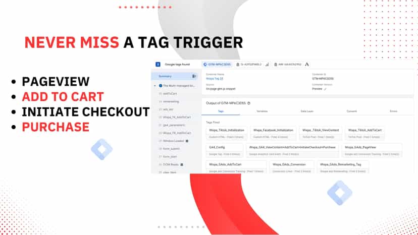 tags trigger on google tag manager via shopify