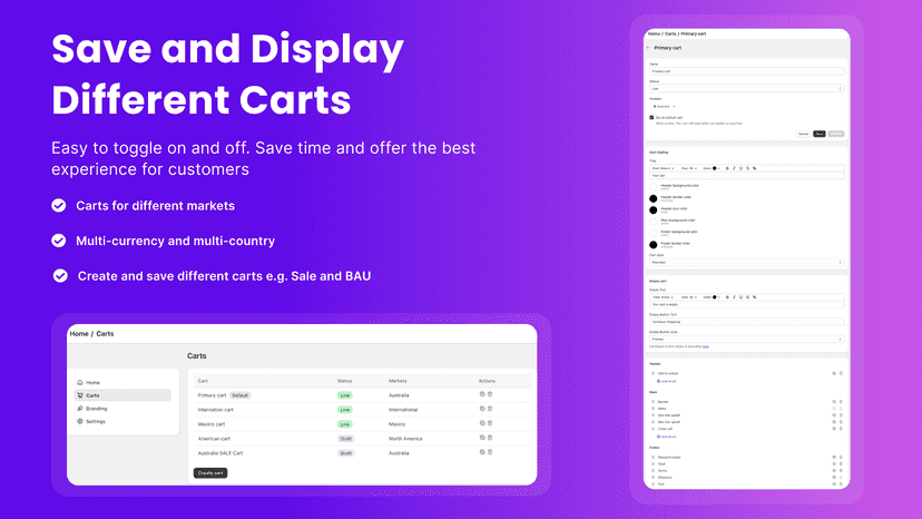 Save and display different carts