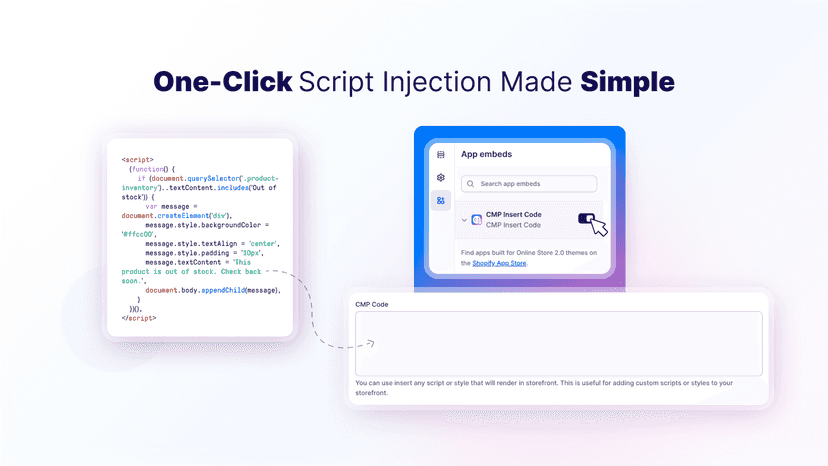 Custom script input box in the app for script integration