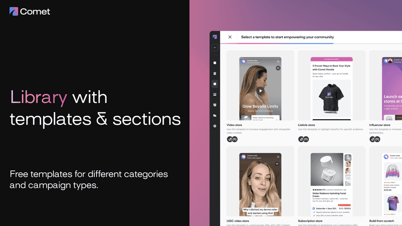 Free templates for influencer, social ads and more