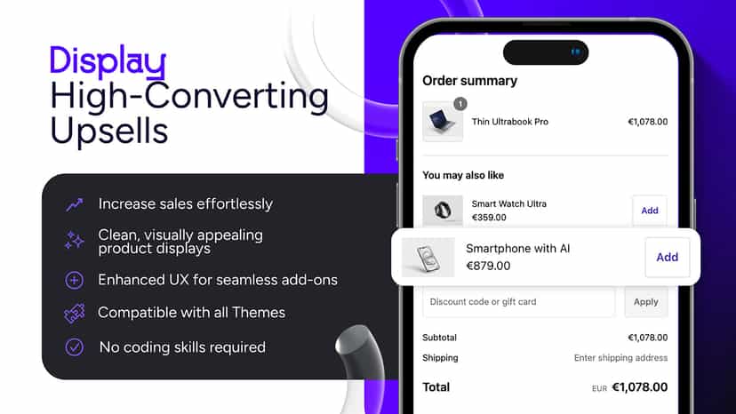 Display high-converting upsells in Shopify checkout with ease