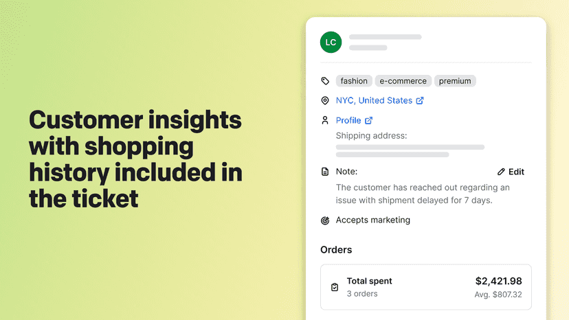 Customer insight with shopping history included in the ticket