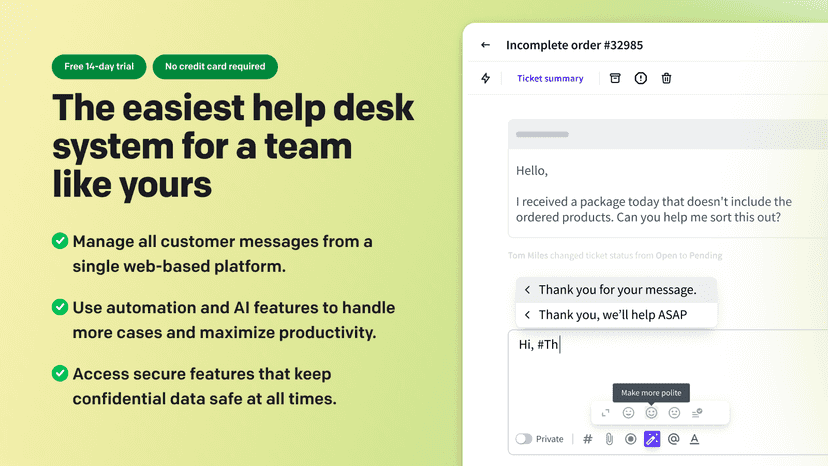 HelpDesk: the easiest ticketing system for a team like yours