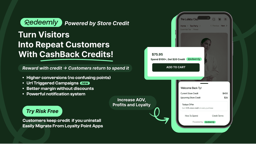 Redeemly cashback store credit loyalty system fondue competitor