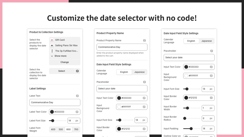 When a date is selected, it's automatically saved to the produc