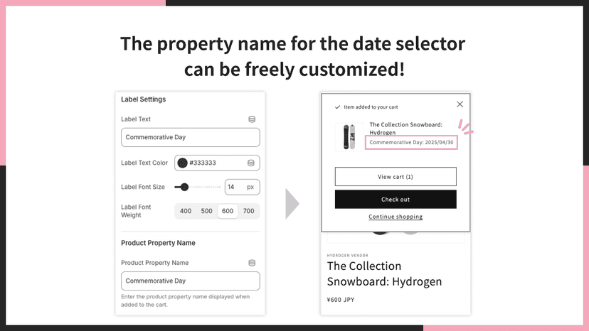 When a date is selected, it's automatically saved to the produc