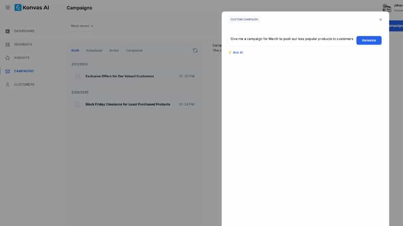 Ask for an email campaign