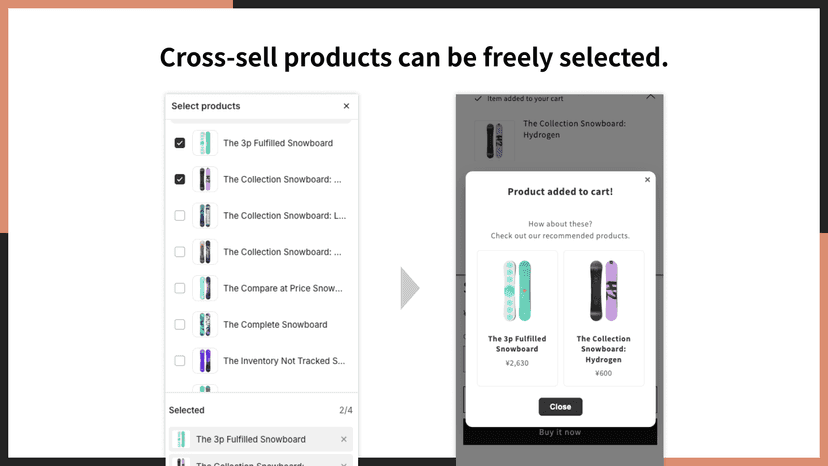 Cross-sell products can be freely selected.