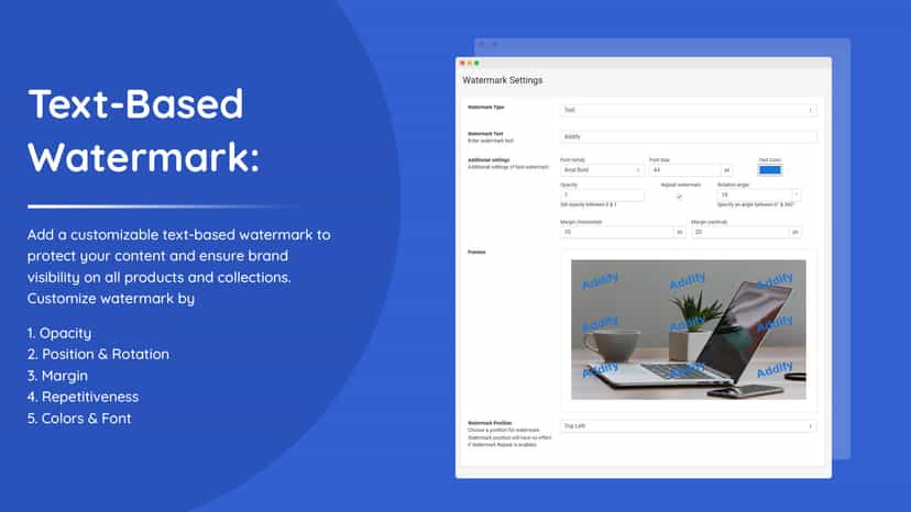 Apply text based Shopify watermark