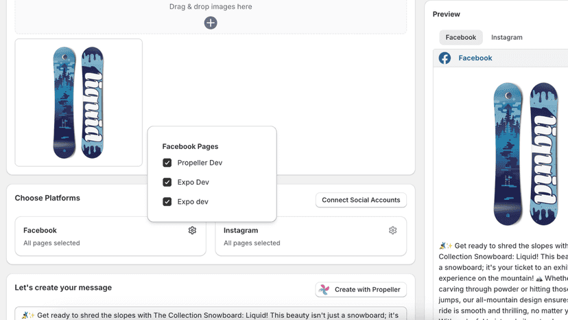Propeller: edit product to share page