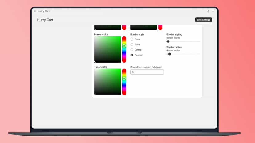 Hurry Cart Admin settings screen 2