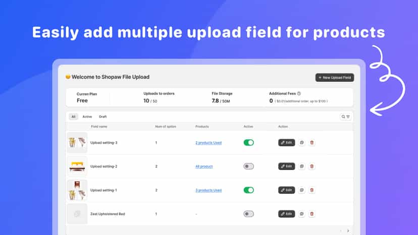 Easily add multiple upload field for products