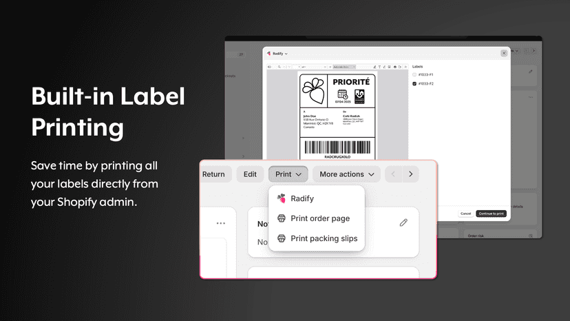 Built-in Label Printing