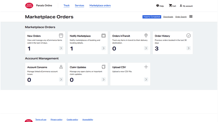 The dashboard shows new orders awaiting shipment