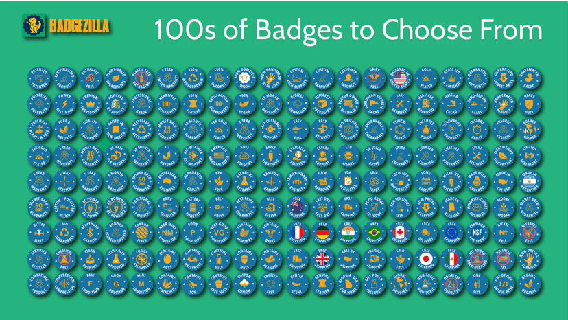 100s of badges to choose from