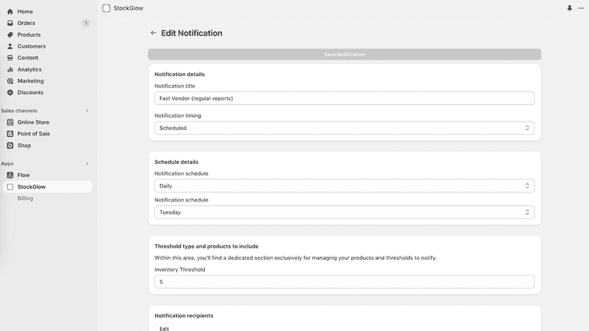 Edit a notification easily