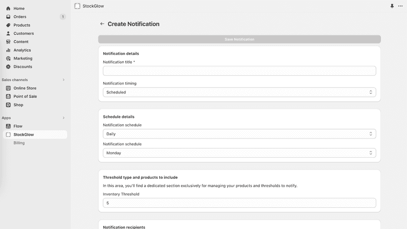 Add a new instant or scheduled notification