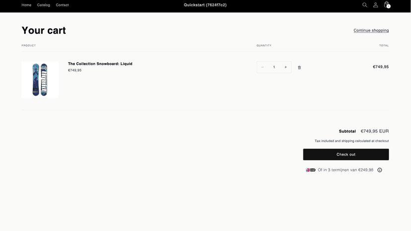 iDEAL in3 label on cart page