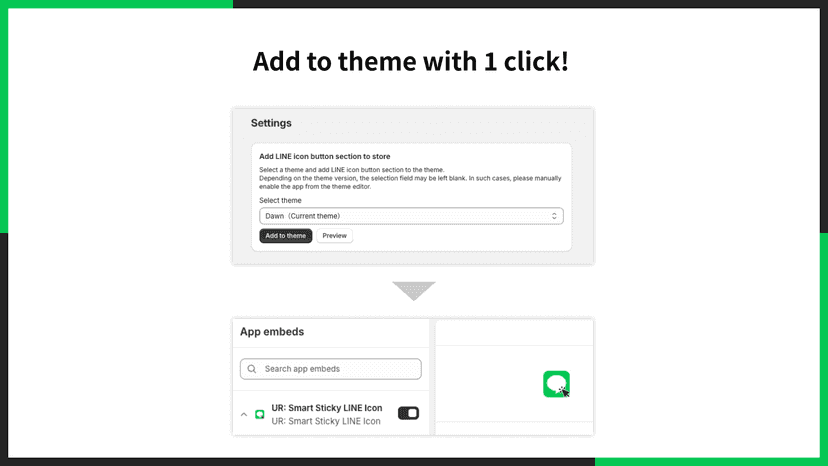 Add to theme with 1 click!