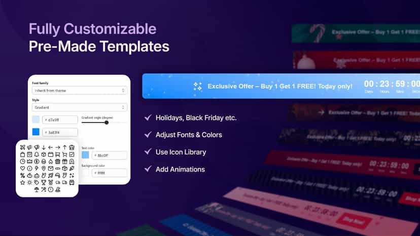 Customizable announcement bars for promotions and sales