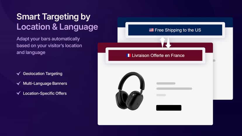 Personalized announcement bars by location and language